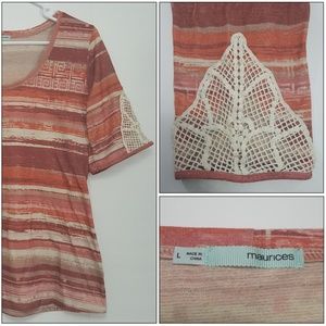 Maurices Size Large Peach Red Aztec Print Top